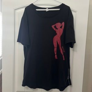 Hustler Hollywood Black Tee with Red Graphic